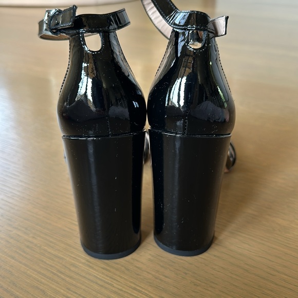 Stuart Weitzman Black Patent Leather Sandal Heels - Picture 8 of 11
